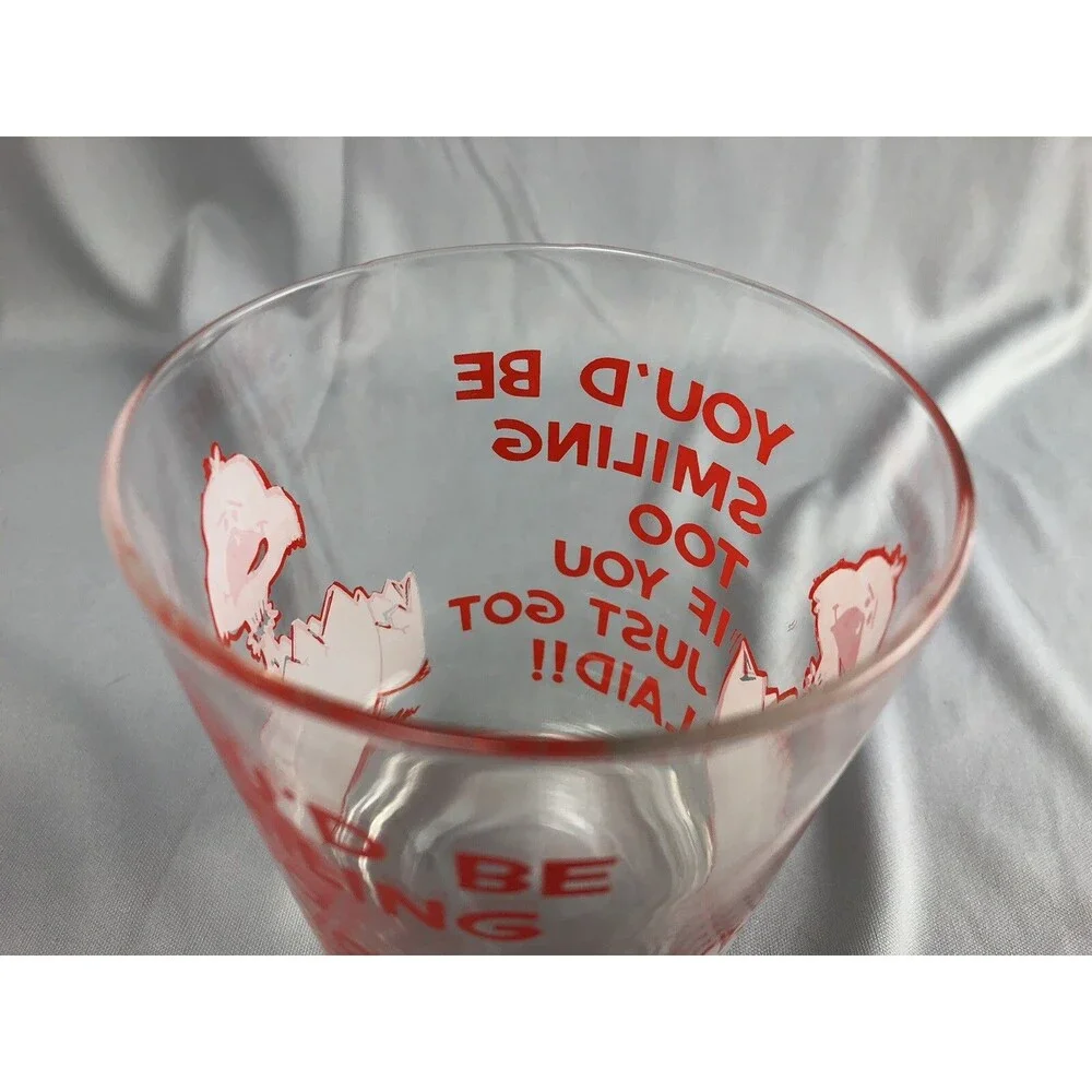 Vintage 1970's Chick Egg JUST GOT LAID Adult Humor Novelty Glass Bird Cup